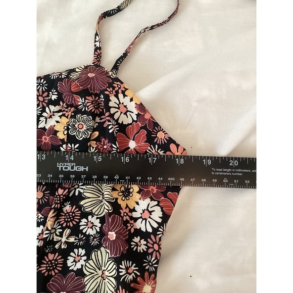 New floral babydoll sundress Woman's XL Mini Black Y2K Peasant Boho - Picture 7 of 9